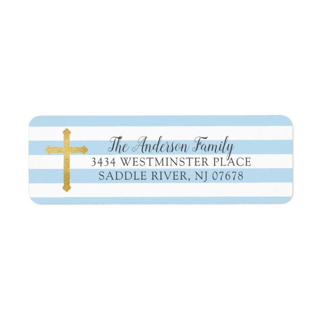 Blue & Gold Cross Religious Return Address (Front)