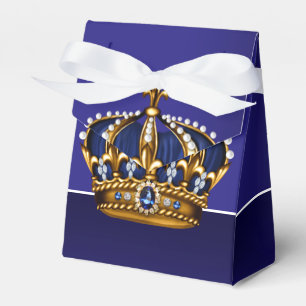 Blue Gold Crown Little Prince Boy Baby Shower Favour Box
