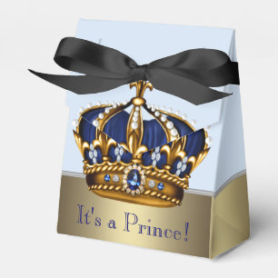 Blue Gold Crown Little Prince Boy Baby Shower Favour Box