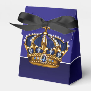 Blue Gold Crown Little Prince Boy Baby Shower Favour Box