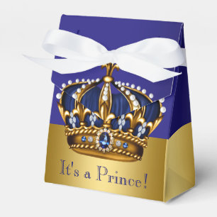 Blue Gold Crown Prince Baby Shower Favour Box