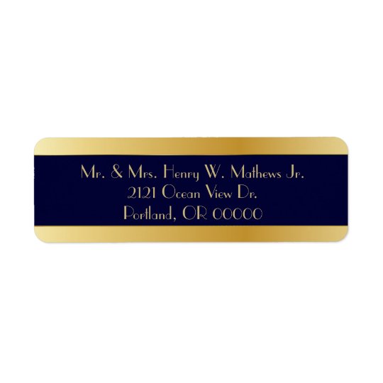 Blue & Gold Custom Return Address Labels