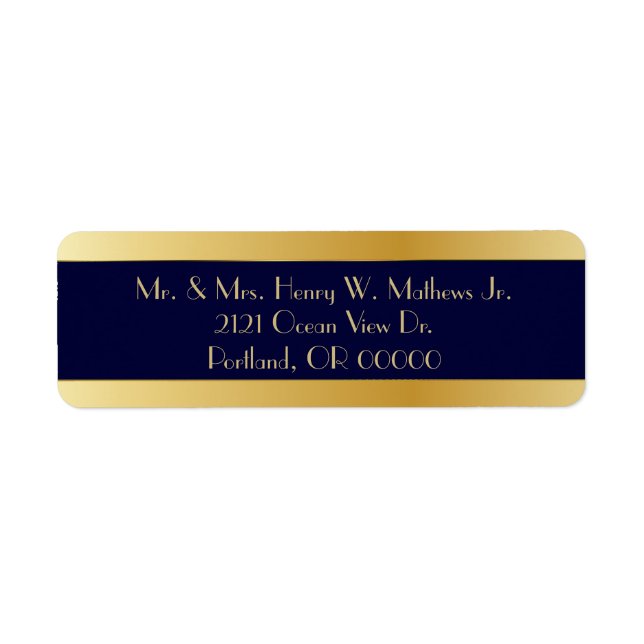 Blue & Gold Custom Return Address Labels (Front)