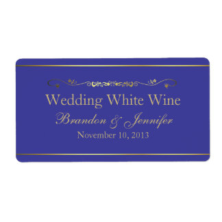 Blue & Gold Custom Wedding Mini Wine Labels