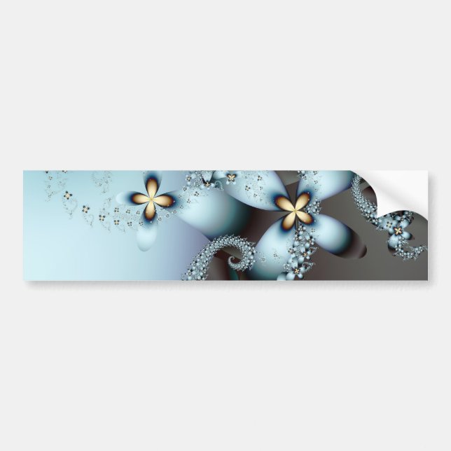 Blue Gold Cute Abstract Floral Bumper Sticker (Front)
