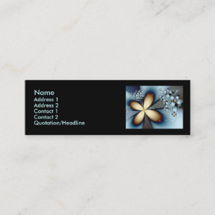 Blue Gold Cute Abstract Floral Mini Business Card