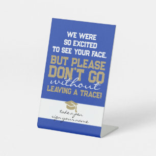 Blue & Gold Cute Guest Book Poem Graduation Table Pedestal Sign