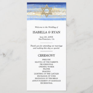 Blue Gold David Star Bar Mitzvah Ceremony Programme