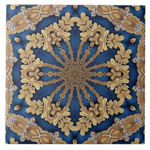 Blue Gold Decorative Ceramic Tile