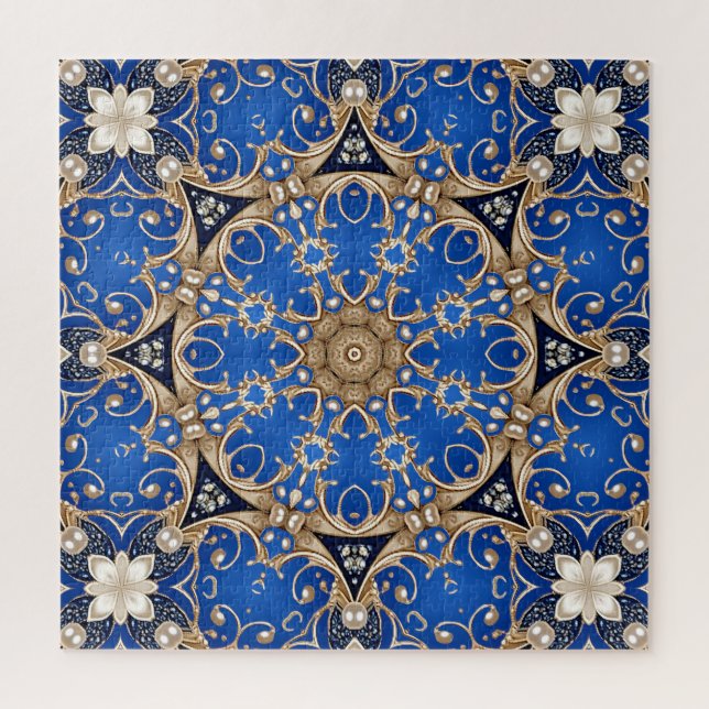 Blue Gold Decorative Jigsaw Puzzle (Vertical)
