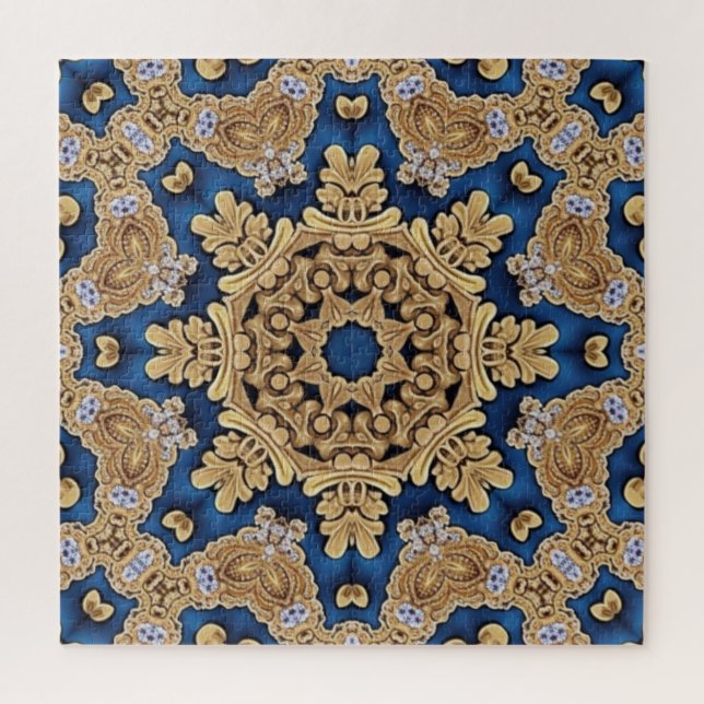 Blue Gold Decorative Jigsaw Puzzle (Vertical)