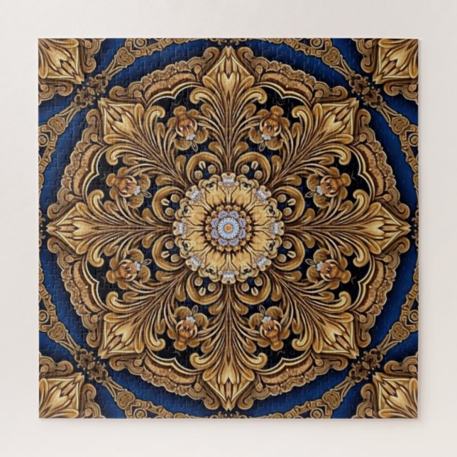 Blue Gold Decorative Jigsaw Puzzle (Vertical)