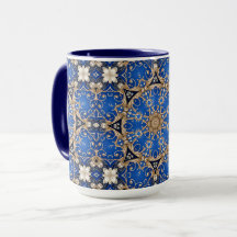 Blue Gold Decorative Mug