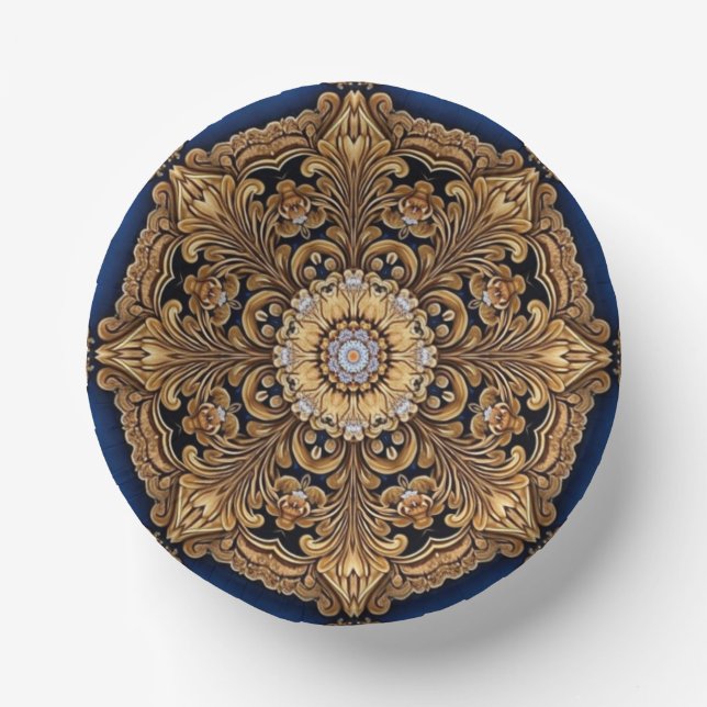 Blue Gold Decorative Paper Bowls Paper Plate (Front)