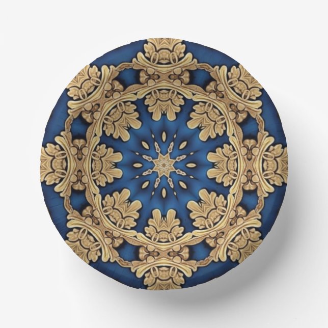 Blue Gold Decorative Paper Bowls Paper Plate (Front)
