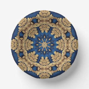 Blue Gold Decorative Paper Bowls Plate