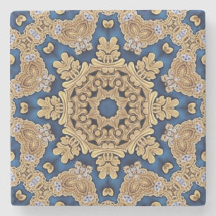 Blue Gold Decorative Stone Coaster