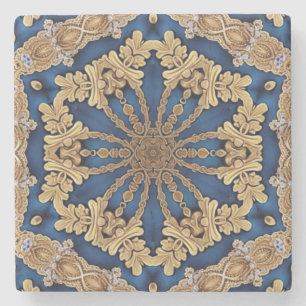 Blue Gold Decorative Stone Coaster