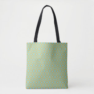 Blue Gold Diamond Pattern Tote Bag