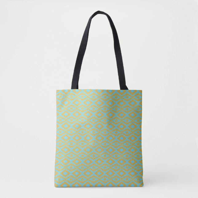 Blue Gold Diamond Pattern Tote Bag (Front)