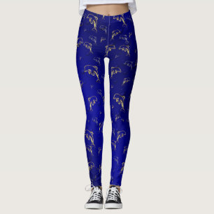 blue,gold,dolphin, fish, nature,  aquatic, design, leggings