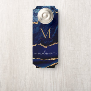 Blue Gold Door Hanger Personalised Name and Letter