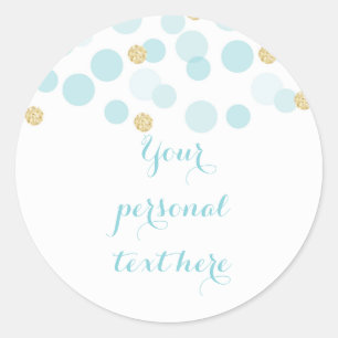 Blue Gold Dots Baby Shower Round Sticker