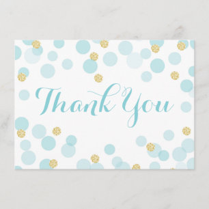 Blue Gold Dots Baby Shower Thank You