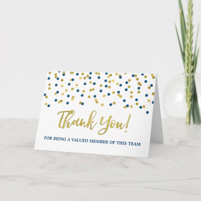 Blue Gold Dots Employee Appreciation Card (Front)
