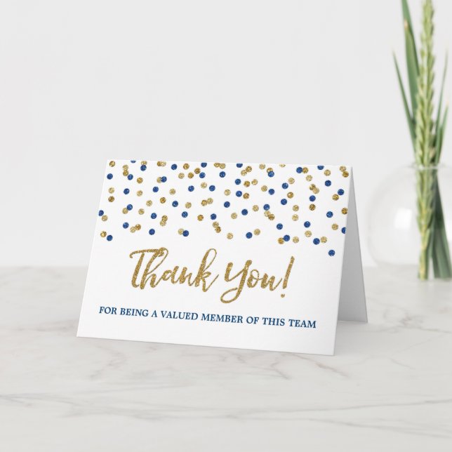Blue Gold Dots Employee Appreciation Card (Front)