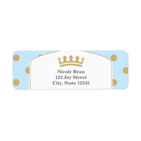 Blue & Gold Dots Royal Crown Prince Address Labels