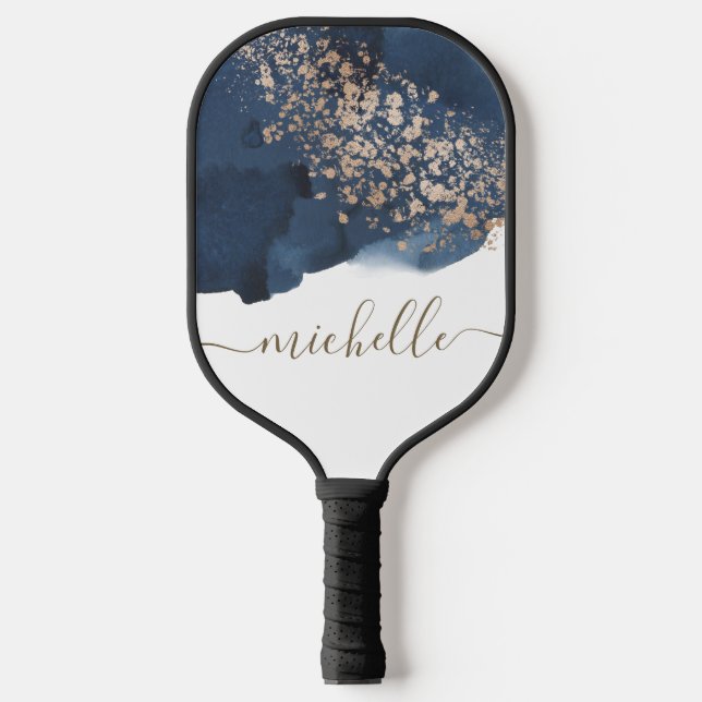Blue Gold Dust Pickleball Paddle (Front)