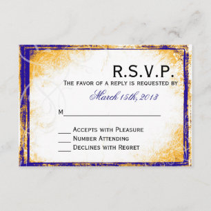 Blue & Gold  Elegance - RSVP Card