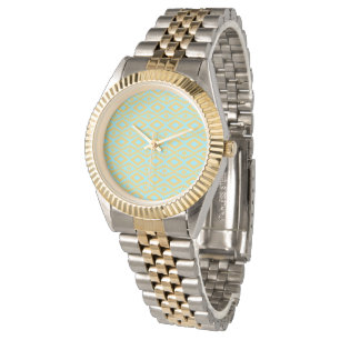 Blue Gold Elegant Diamond Pattern Watch
