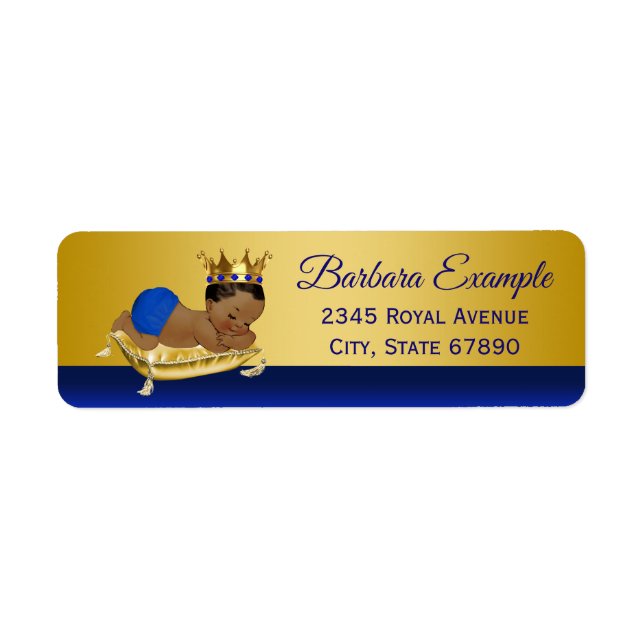 Blue Gold Ethnic Prince Address Labels (Front)