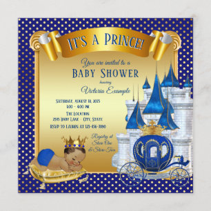 Blue Gold Ethnic Prince Baby Shower Invitations
