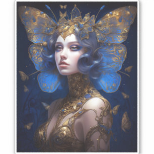 Blue Gold Fairy Fantasy Art