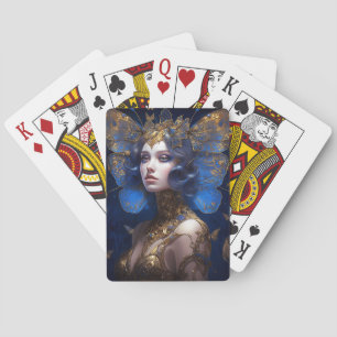 Blue Gold Fairy Fantasy Art Playing Cards