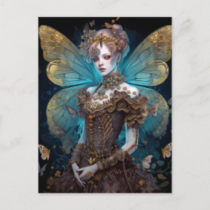 Blue Gold Fairy Fantasy Art Postcard