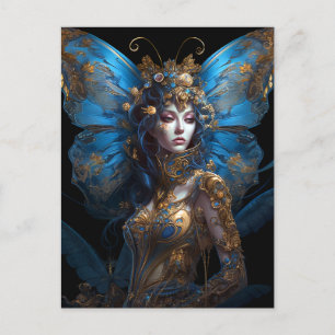 Blue Gold Fairy Fantasy Art Postcard