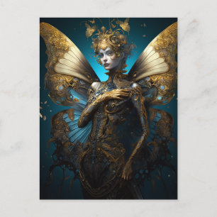 Blue Gold Fairy Fantasy Art Postcard