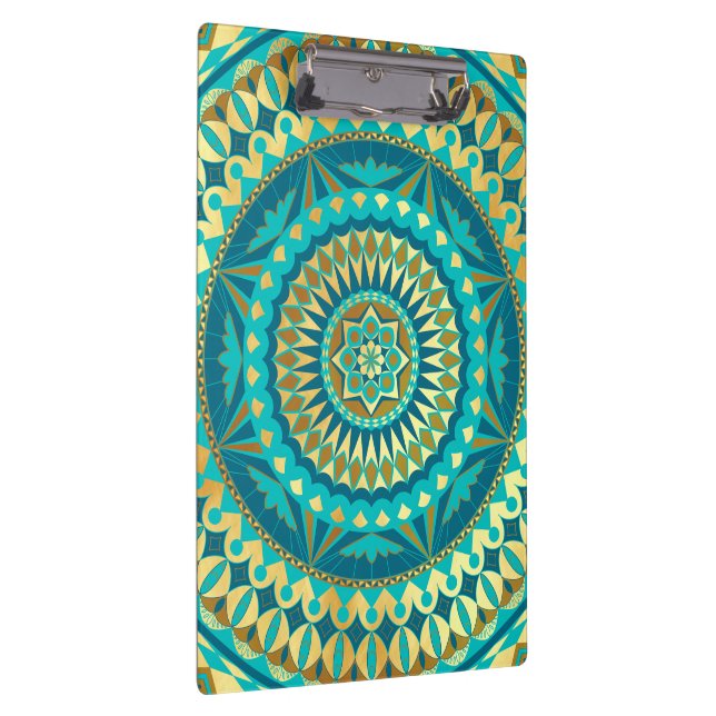 Blue Gold Fantasy Mandala Clipboard (Right)