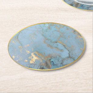 blue gold faux agate coaster