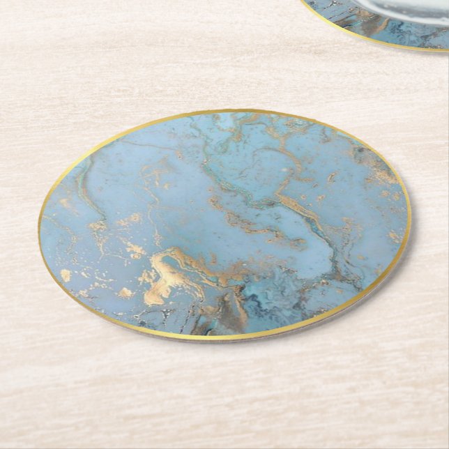 blue gold faux agate coaster (Angled)