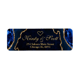 Blue Gold Faux Glitter Agate Wedding
