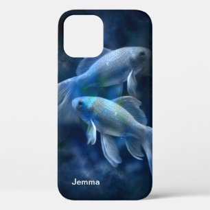 Blue Gold Fish Personalised iPhone 12 Pro Case