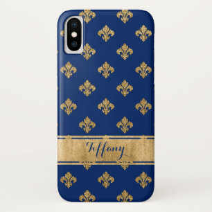 Blue, Gold Fleur-de-lis Case-Mate iPhone X Case