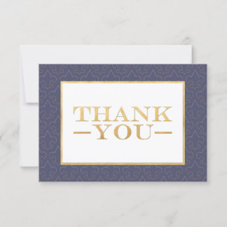 Blue & Gold Fleur De Lis Wedding Thank You Cards