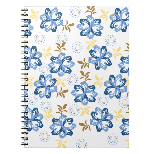 Blue & Gold Floral Pattern notebook (Front)
