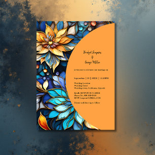 Blue & Gold Floral Stained Glass Elegant wedding